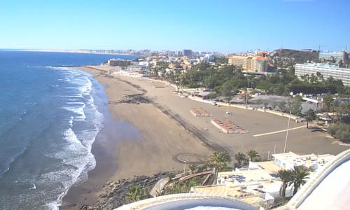 Strand Playa de San Agustín und den malerischen Ort Punta de las Burras auf Gran Canaria in Spanien