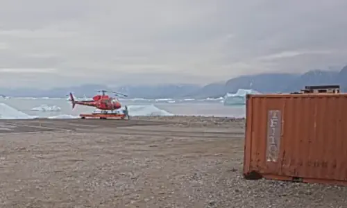 Heliport on Uummannaq Island in Greenland
